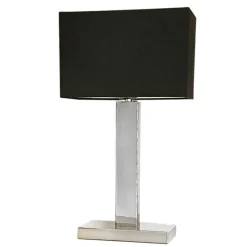 Tischleuchte Metall Stoff 47 cm Chrom Schwarz E27 eckig