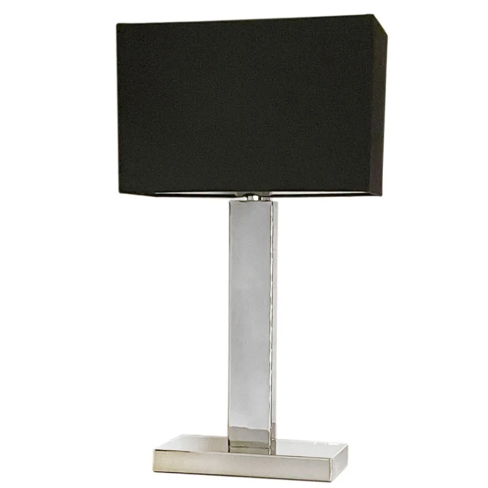 Tischleuchte Metall Stoff 47 cm Chrom Schwarz E27 eckig