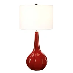 Tischleuchte MJRA Keramik Rot Creme H:72cm Lampe