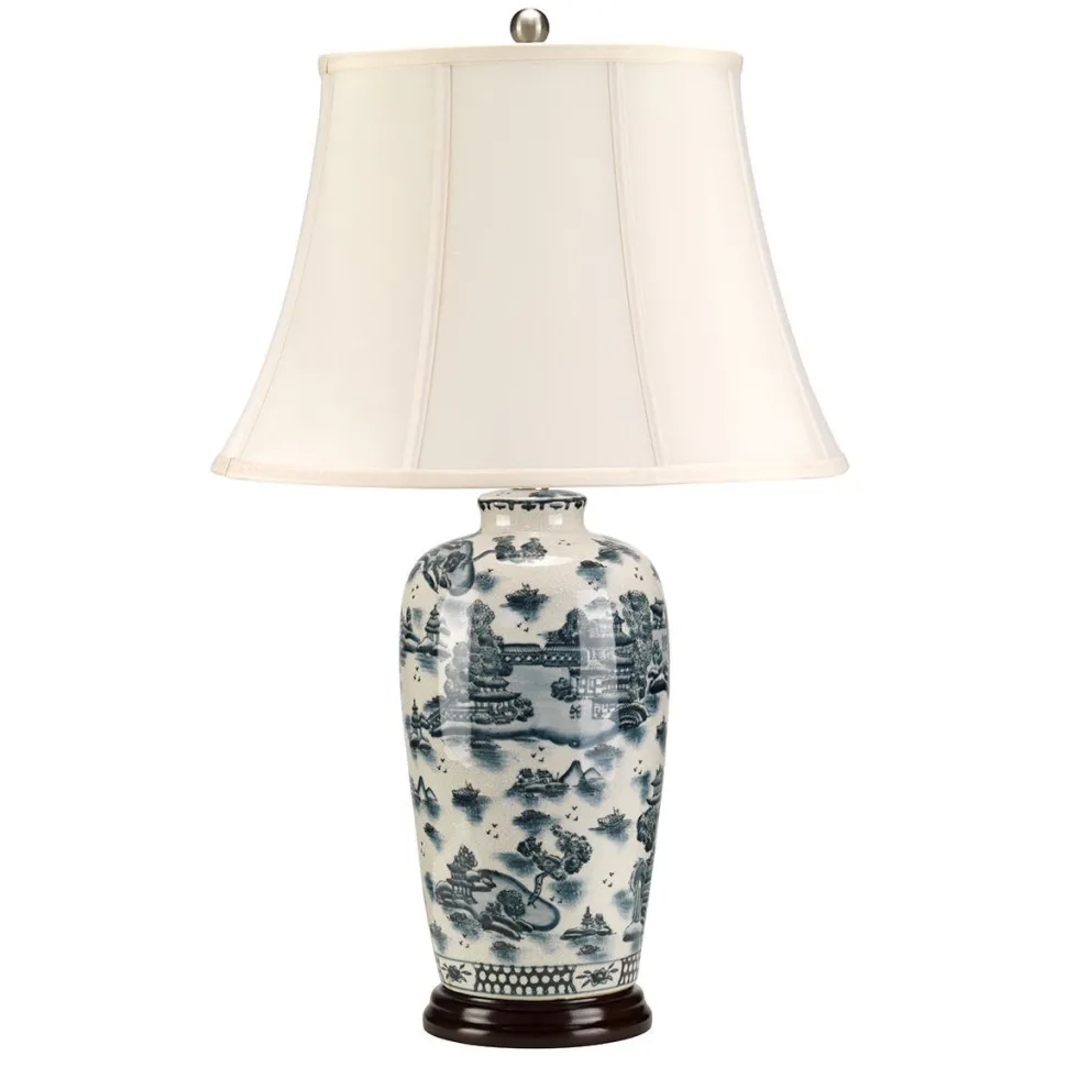 Tischleuchte Porzellan 73 cm Blau Weiß SIMONIA