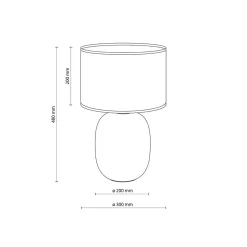 Tischleuchte Rauchglas Stoff Braun H: 48 cm Ø 30 cm E27