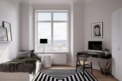 Tischleuchte Schwarz Chrom 69,5 cm hoch Metall Stoff E27