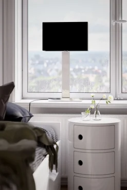 Tischleuchte Schwarz Chrom 69,5 cm hoch Metall Stoff E27