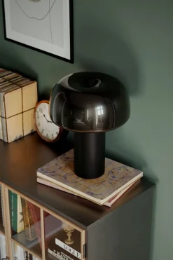 Tischleuchte Schwarz Metall H: 41 cm Kabelschalter kippbar