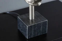 Tischleuchte Silber Schwarz Totenkopf E27 Metall Stoff