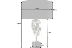 Tischleuchte Silber Schwarz Totenkopf E27 Metall Stoff
