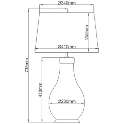 Tischleuchte Stoff Keramik E27 73,5 cm hoch Grün Blau
