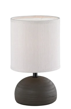 Tischleuchte Stoff Keramik E14 23 cm Braun Cappuccino