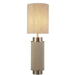 Tischleuchte Stoff Metall 72 cm hoch Grau-Beige Nickel E27