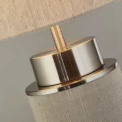 Tischleuchte Stoff Metall 72 cm hoch Grau-Beige Nickel E27