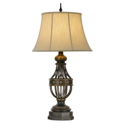 Tischleuchte Stoffschirm Antik 89,5 cm hoch DHIDEA