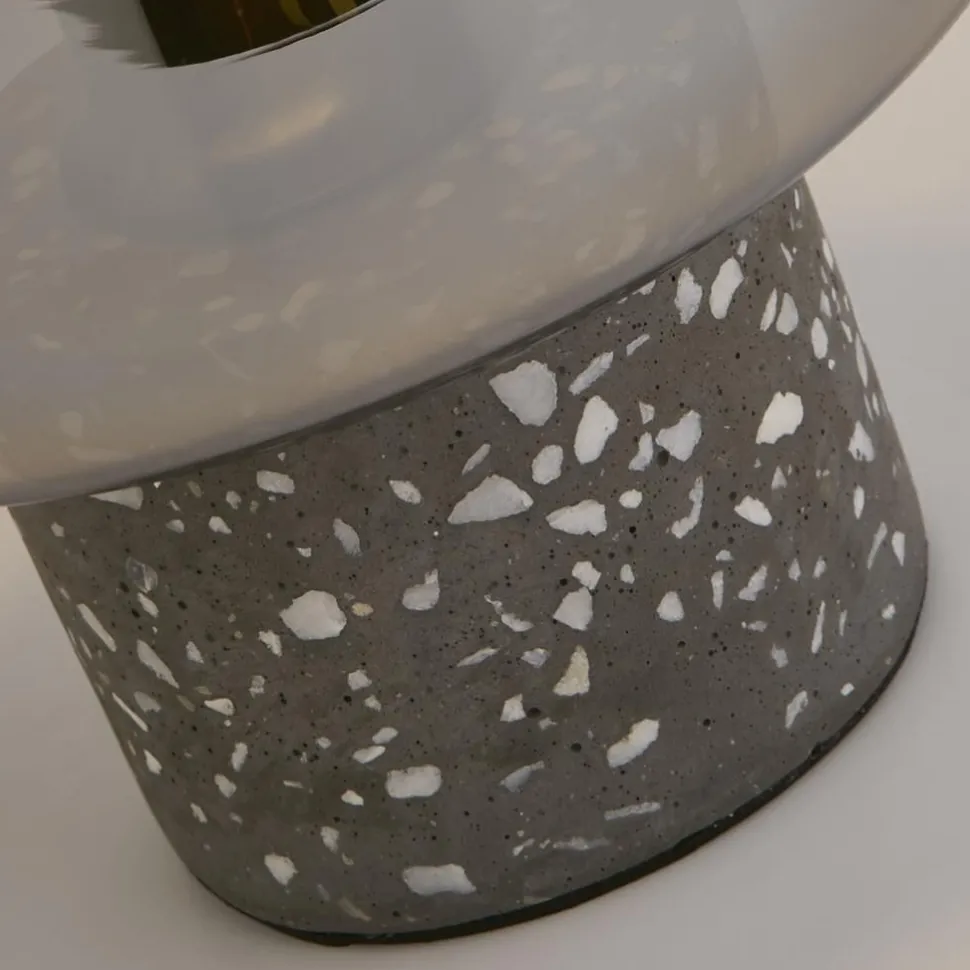 Tischleuchte Tischlampe klein Beton mit Terrazzo Effekt