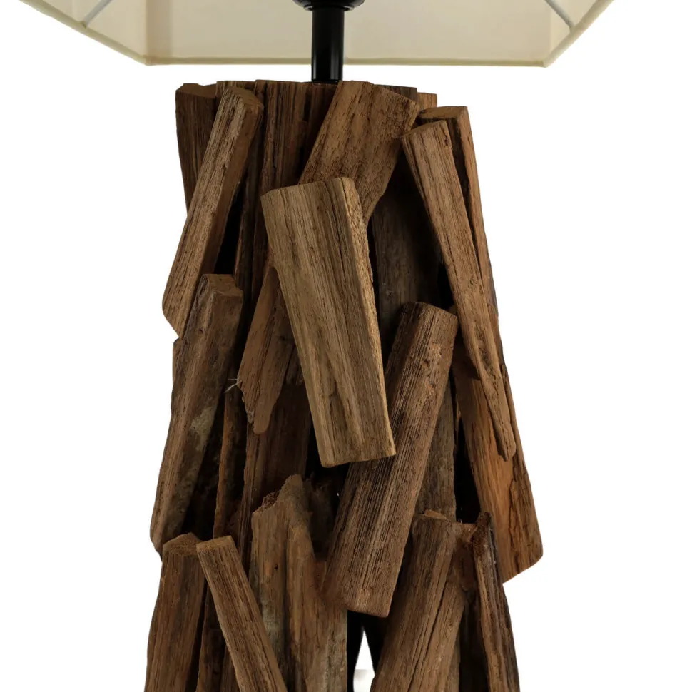 Tischleuchte Treibholz Stoff 53 cm Nachtisch Wohnzimmer