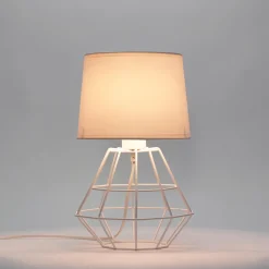 Tischleuchte Weiß 34 cm E27 Stoff Metall