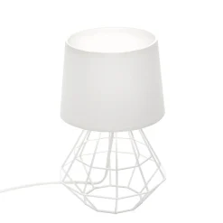 Tischleuchte Weiß 34 cm E27 Stoff Metall