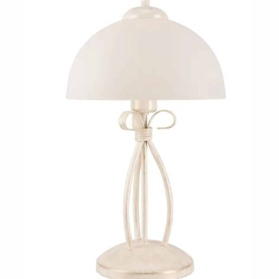 Tischleuchte Weiß 43cm Metall rund Rustikal LIRLIN