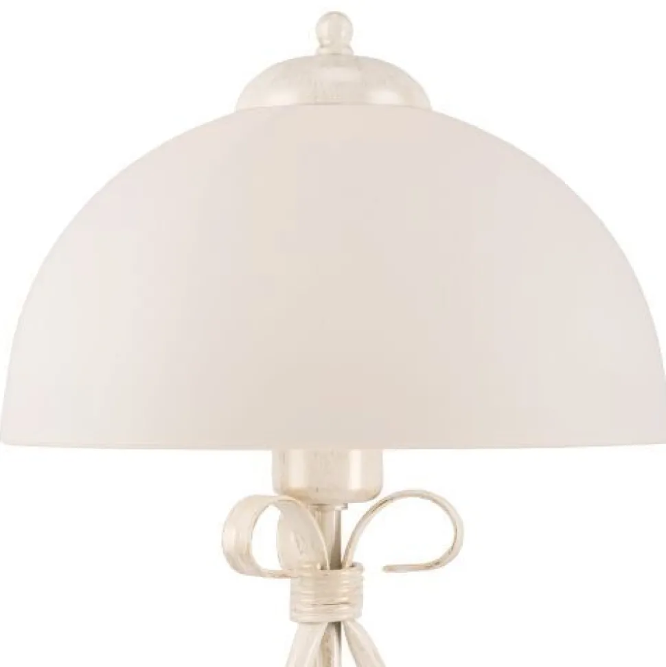 Tischleuchte Weiß 43cm Metall rund Rustikal LIRLIN