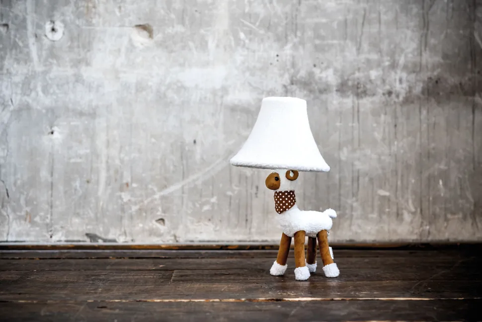 Tischleuchte Weiß Schaf 48 cm inkl. LED Kinderzimmer