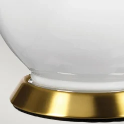 Tischleuchte Weiß Violett 64 cm hoch E27 Keramik Stoff Retro