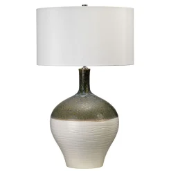 Tischleuchte Wohnzimmer Keramik Stoff 70,5cm hoch