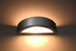 Up Down Wandleuchte Grau 40 cm halbrund E27 Keramik