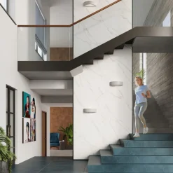 Up Down Wandleuchte Grau 40 cm halbrund E27 Keramik