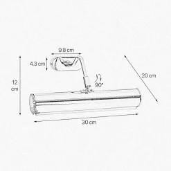 Vergoldete Bilderleuchte Messing 24 K B: 30 cm schwenkbar E14
