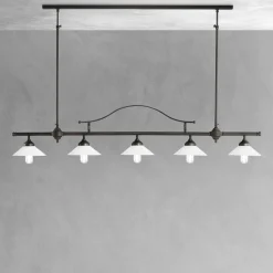 Verstellbare Deckenleuchte Messing Glas E27 B: 140 cm groß