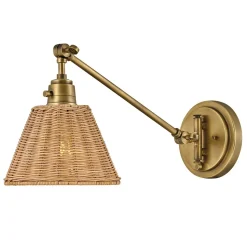 Verstellbare Wandleuchte Rattan Metall E27 Gelenkarm