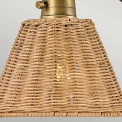 Verstellbare Wandleuchte Rattan Metall E27 Gelenkarm