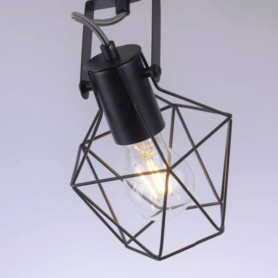 Verstellbarer Wandspot Holz Metall Schwarz E27 Vintage