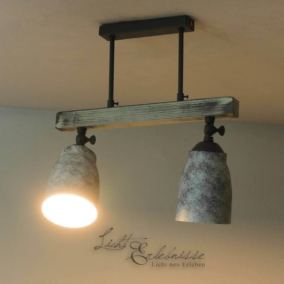 Vintage Deckenlampe drehbar Shabby Weiß Taupe AGAP