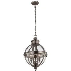 Vintage Hängelampe Glas Metall rund viktorianisch