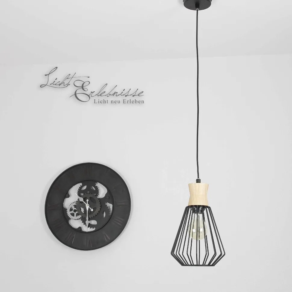 Vintage Hängeleuchte E27 in Holz Optik für die Küche