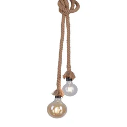 Vintage Pendelleuchte E27 2-flammig Ø10 cm Tau Seil