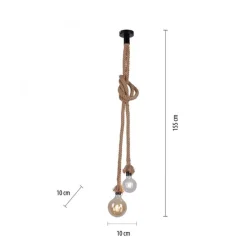 Vintage Pendelleuchte E27 2-flammig Ø10 cm Tau Seil