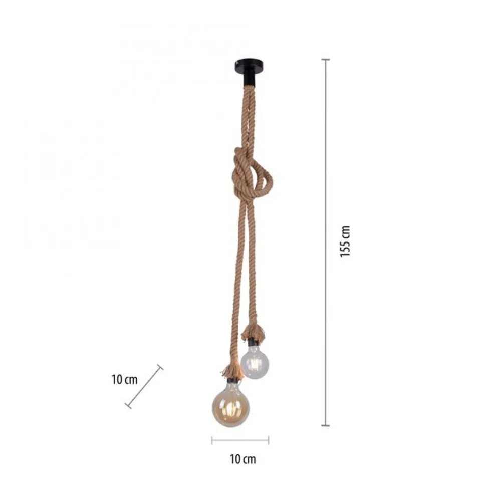 Vintage Pendelleuchte E27 2-flammig Ø10 cm Tau Seil