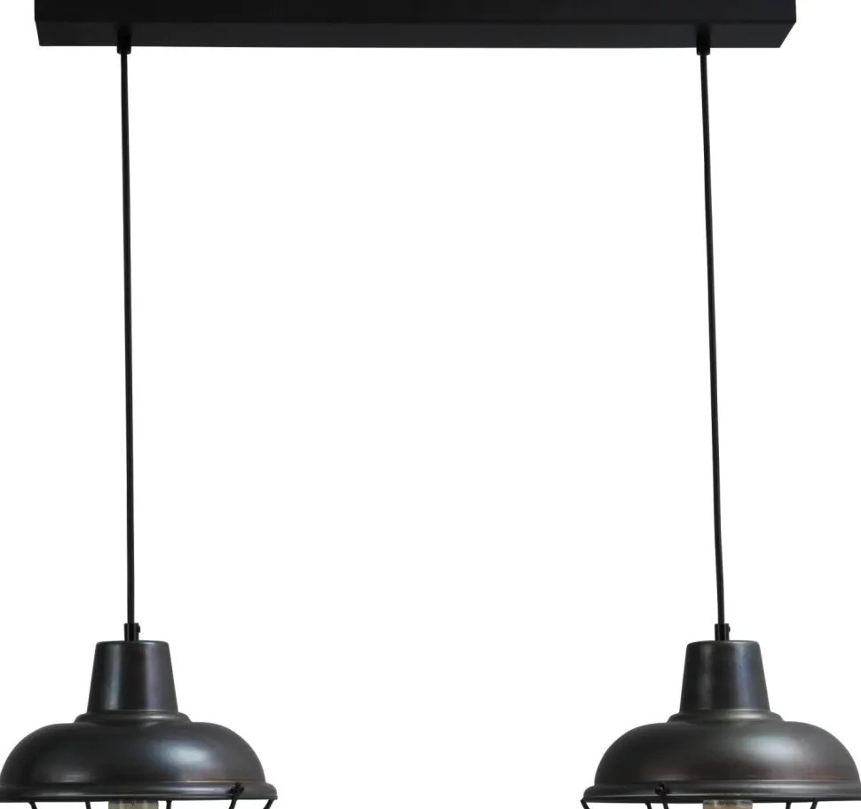 Vintage Pendelleuchte E27 in Schwarz Roter Metall Optik