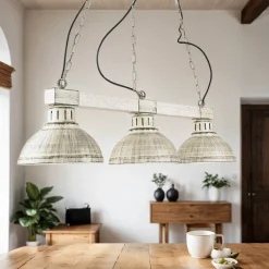 Vintage Pendelleuchte 3-flmg E27 Shabby Weiß HAKON