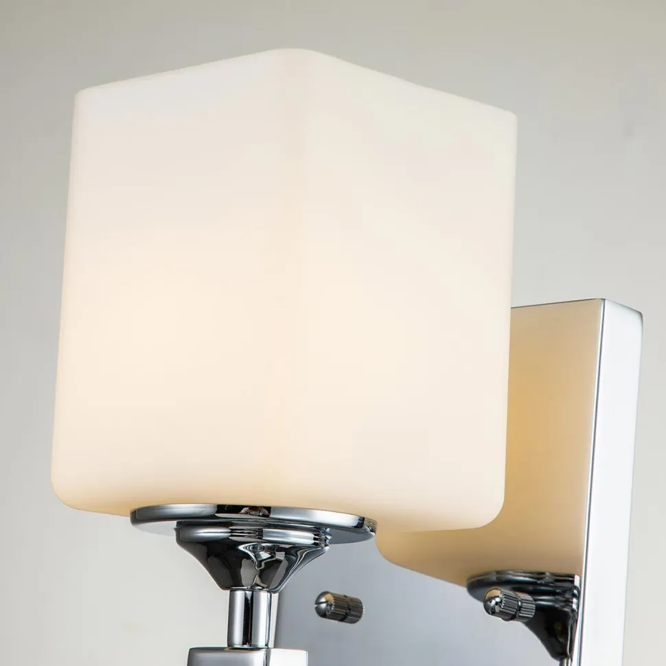 Wandlampe Bad Chrom Weiß H: 41,3 cm IP44 Metall Glas