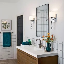 Wandlampe Bad Chrom Weiß H: 41,3 cm IP44 Metall Glas