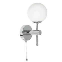 Wandlampe Bad IP44 Weiß Chrom mit Schalter H: 21 cm