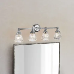 Wandlampe Bad Metall Glas 78,4 cm breit IP44 4x LED G9