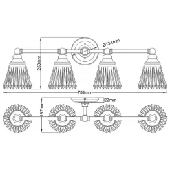 Wandlampe Bad Metall Glas 78,4 cm breit IP44 4x LED G9