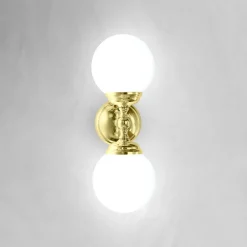 Wandlampe Badezimmer H: 36 c, 2-flammig E14 Glas Messing