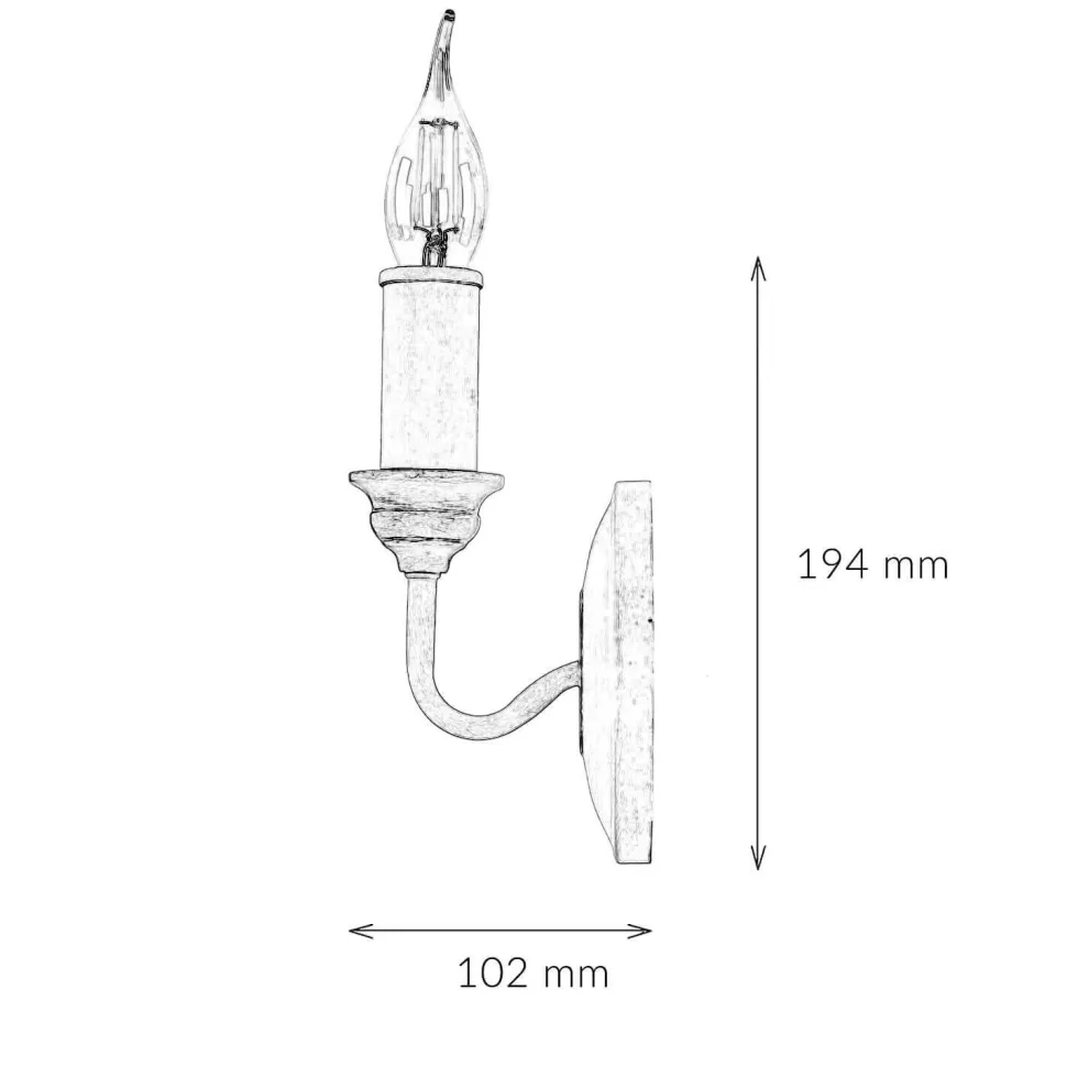 Wandlampe CANDELA 8 Holz Shabby Weiß Kerze Lampe