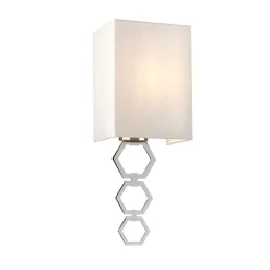 Wandlampe Creme Chrom Up Down E27 Stoff Metall Modern