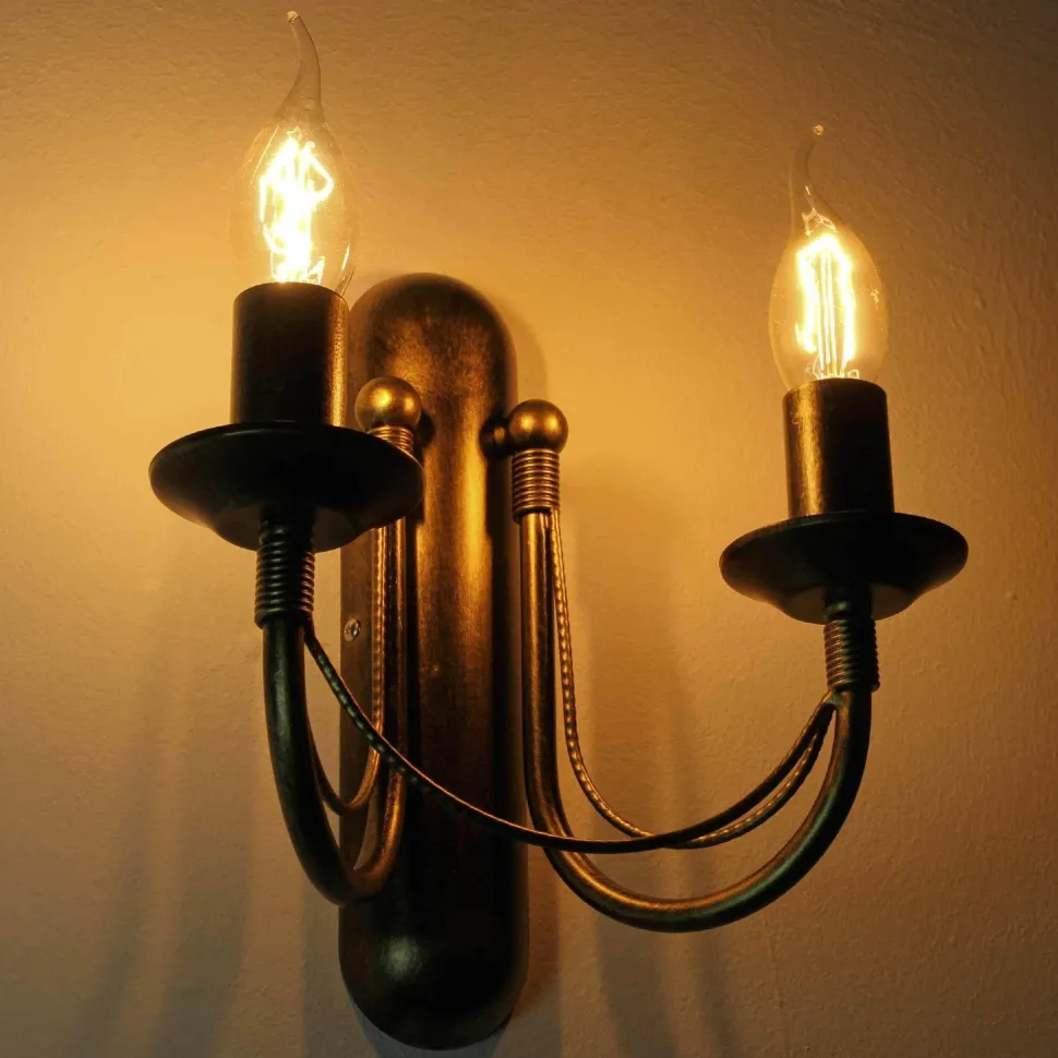 Wandlampe E14 Metall Rustikal 2-flammig ARES