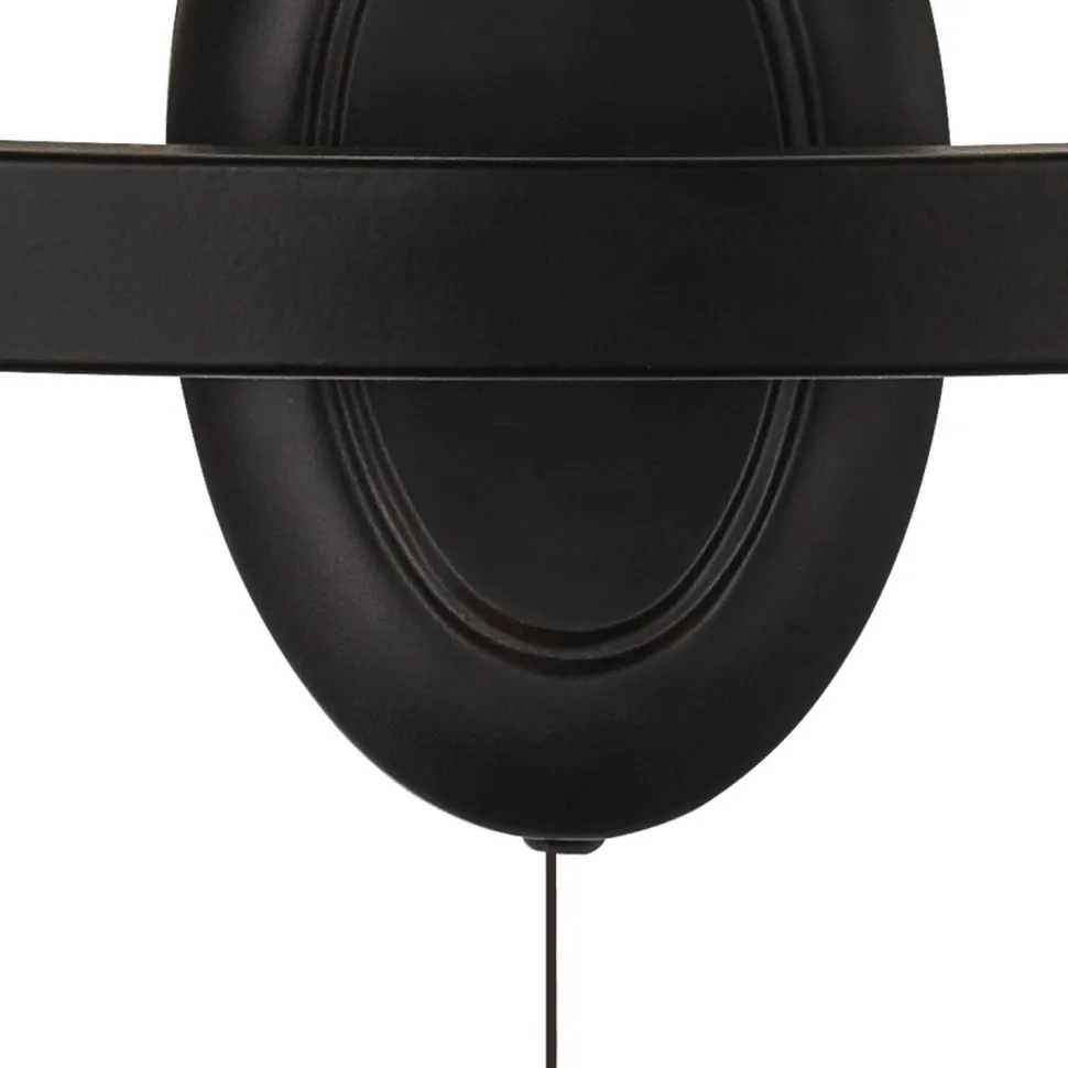 Wandlampe Eisen mit Schalter 2-flammig Schwarz E14 B: 32 cm