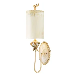 Wandlampe ELIF in Blattgold Creme B:19cm Lampe